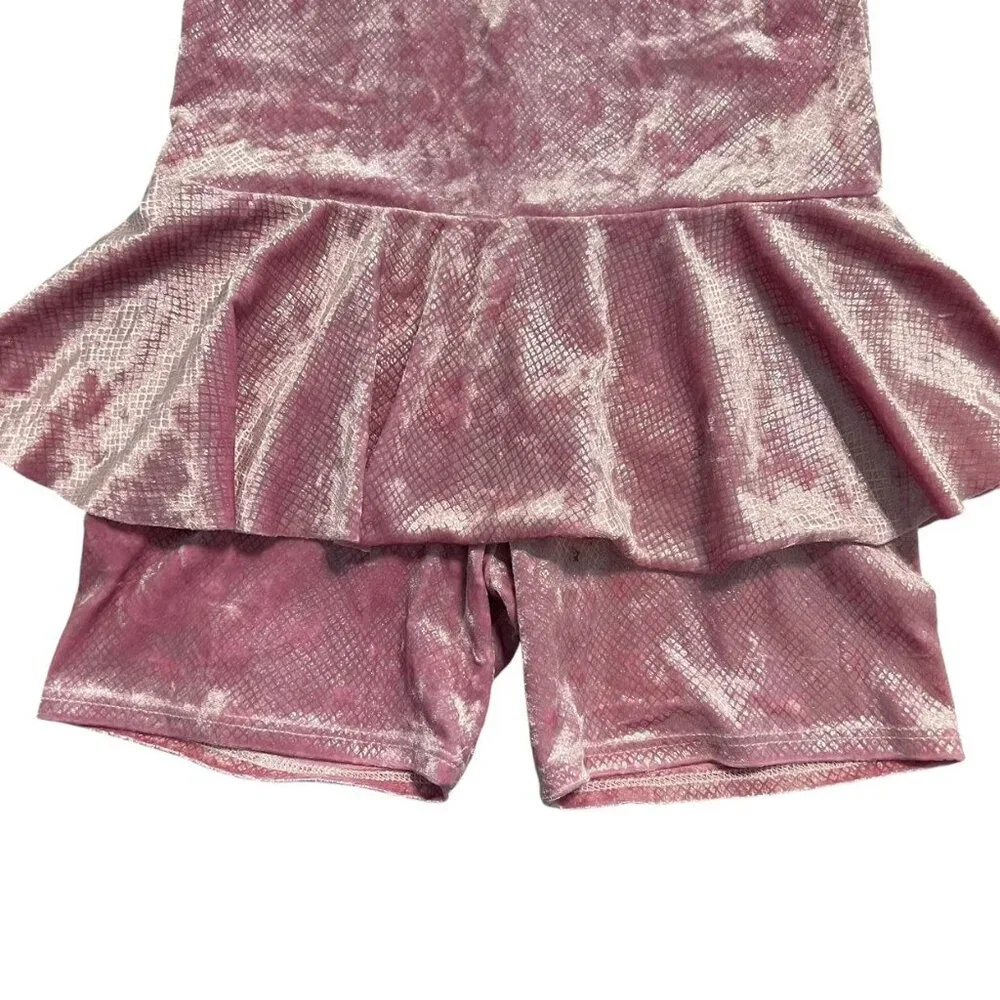Wild Rich Kids WRK 9/10Y Pink Metallic Velour Skirted Romper